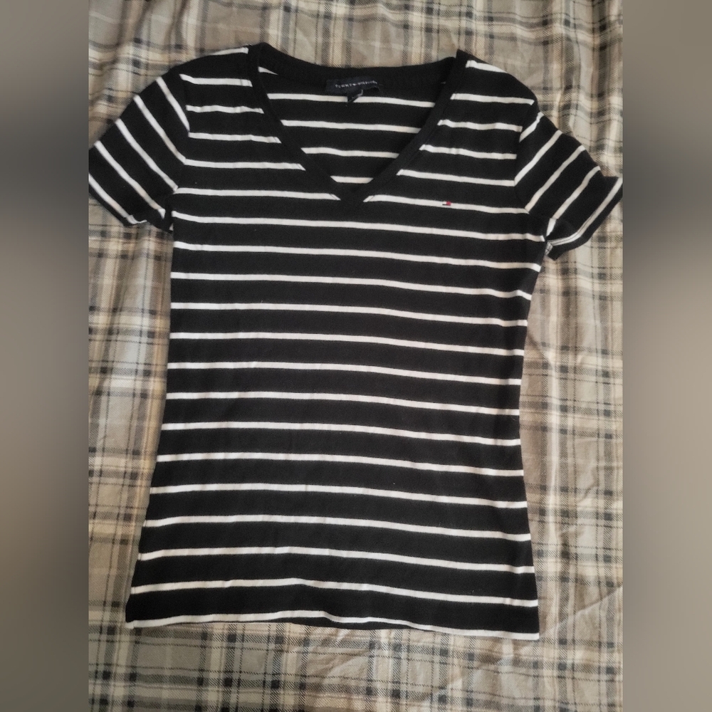 Tommy Hilfiger Black and White Striped Apparel
